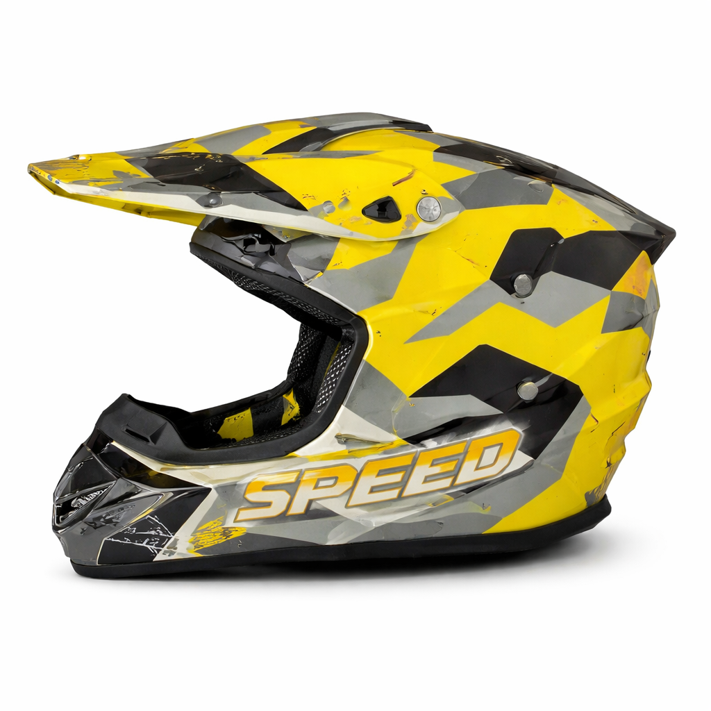 Motocross Crosshelm voor Quad, Crosser & Driftbike - Maat L-Geel