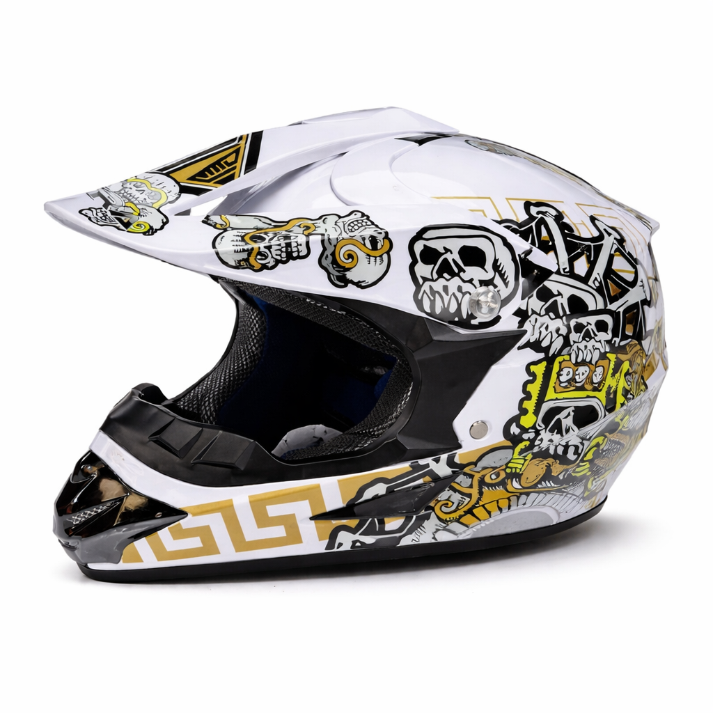 Motocross Crosshelm voor Quad, Crosser & Driftbike - Skull Desing - Maat M
