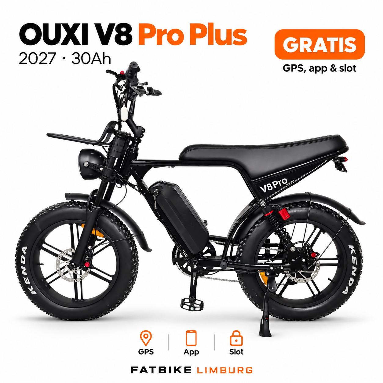 OUXI V8 Pro Plus 2027 – Zwart – 30Ah – Tot 120 km Actieradius – GPS, App & Slot 