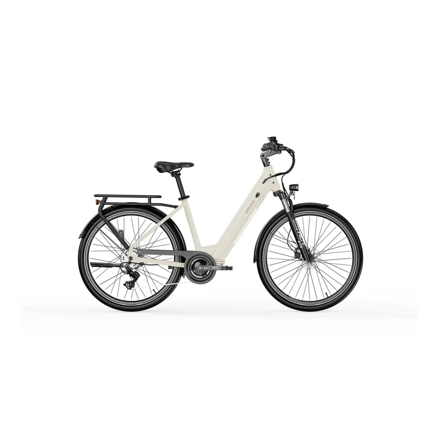 A-Spadz City Air Elektrische Stadsfiets Gravel Grijs – 486Wh Accu – 250W Ananda Motor – Shimano 7 Versnellingen NFC-APP