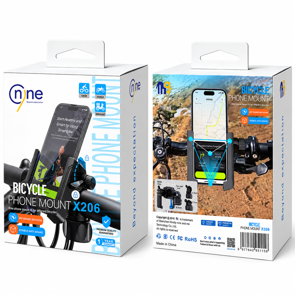 Fatbike - E-bike Telefoonhouder Zonder Schroeven – Stevig & 360° Draaibaar – Universele Smartphone Houder X206